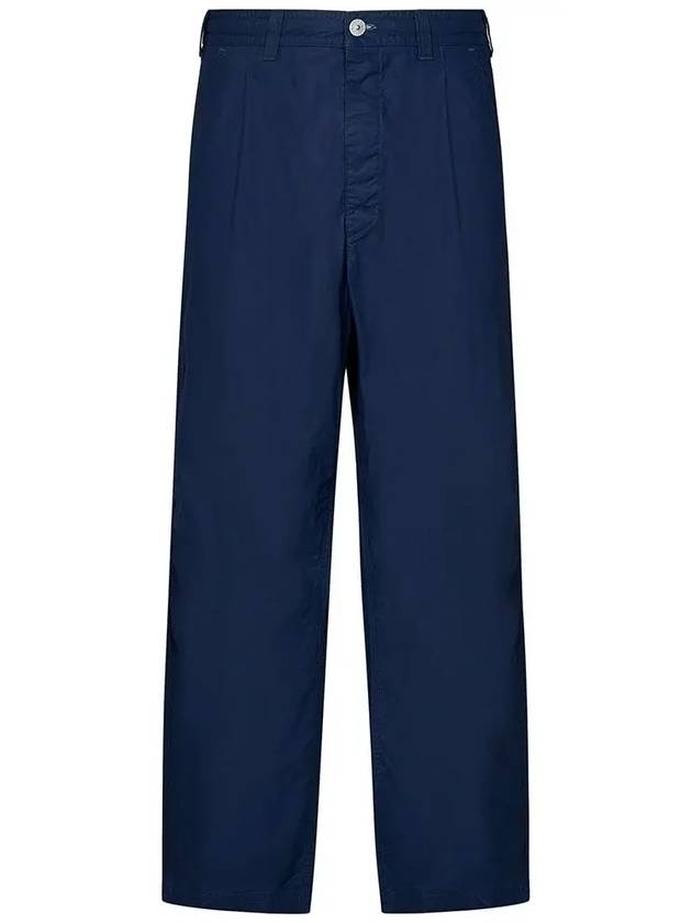 Marina Mid Rise Cotton Canvas Wide Pants Royal Blue - STONE ISLAND - BALAAN 2