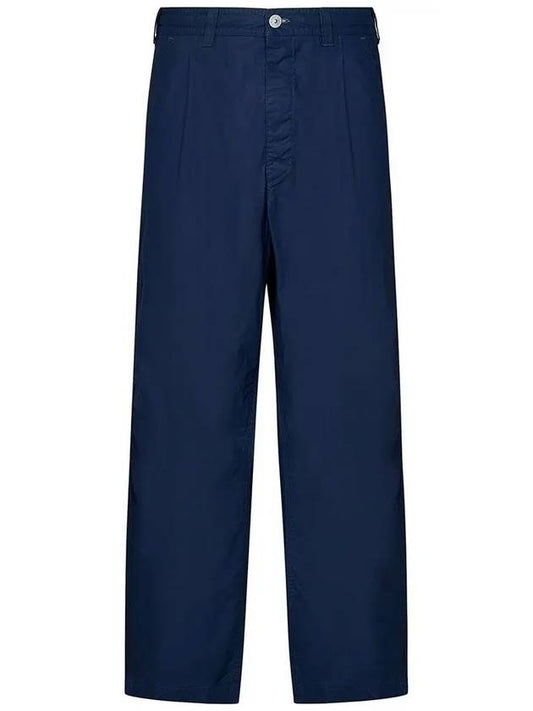 Marina Mid Rise Cotton Canvas Wide Pants Royal Blue - STONE ISLAND - BALAAN 2