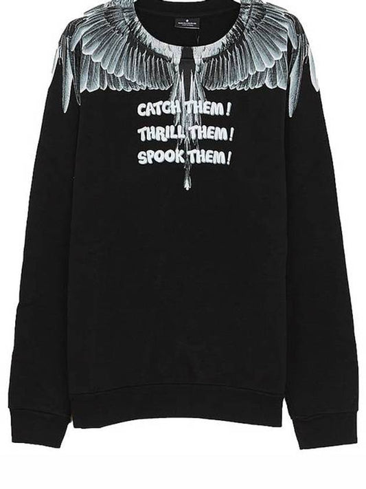 Catch Them Wings Print Sweatshirt Black - MARCELO BURLON - BALAAN.