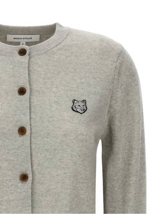 Bold Fox Head Patch Regular Cardigan Grey - MAISON KITSUNE - BALAAN 4