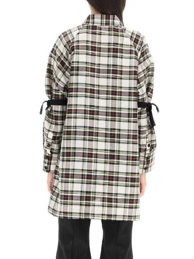 Checked Oversized Linen Silk Shirt - GANNI - BALAAN 4