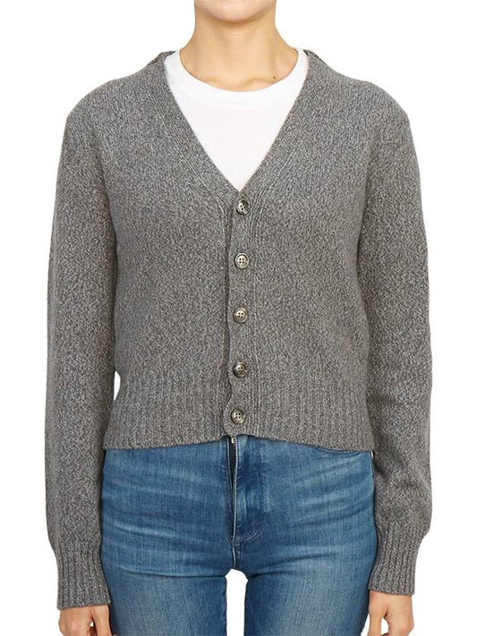 Embroidered Heart Logo Cashmere Cardigan Heather Grey - AMI - BALAAN 2