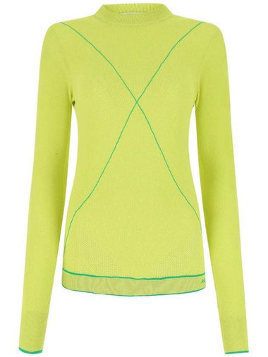 Women's Stitch Line Long Sleeve Knit Top Lime - BOTTEGA VENETA - BALAAN 1