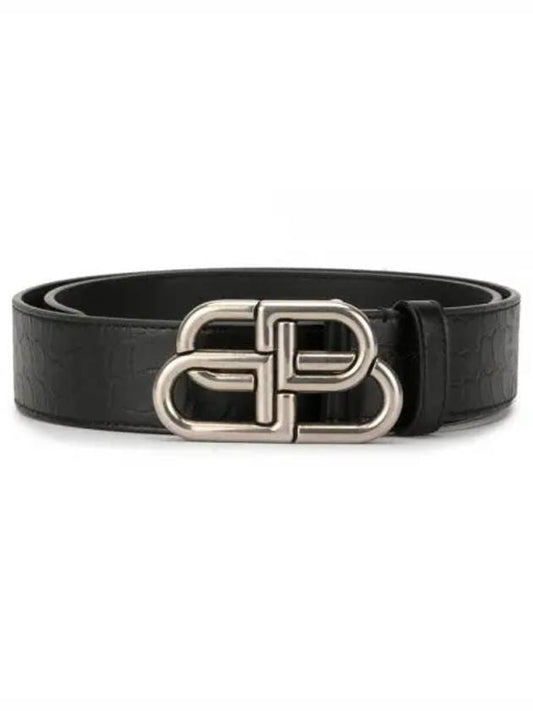 Men's BB Buckle Leather Belt Black - BALENCIAGA - BALAAN 2