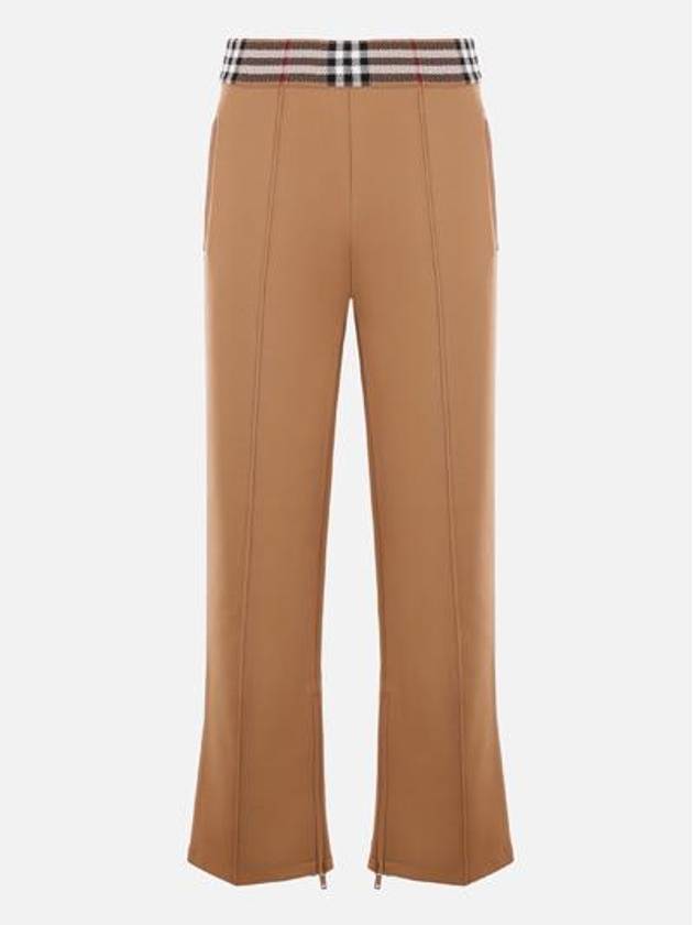 Check Trim Jogging Straight Pants Camel - BURBERRY - BALAAN 2