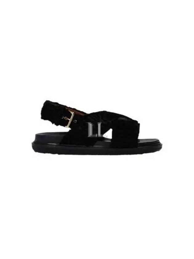 Shearling Fussbett Sandals Black - MARNI - BALAAN 2