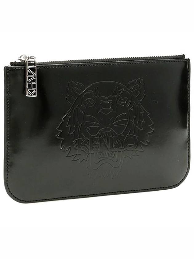 Tiger Patent Clutch Bag Black - KENZO - BALAAN 5