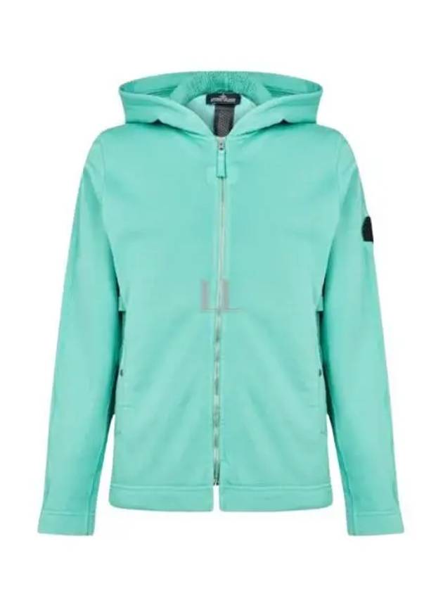 Shadow Project Cotton Lyocell Fleece Zip Up Hoodie Aqua Blue - STONE ISLAND - BALAAN 2