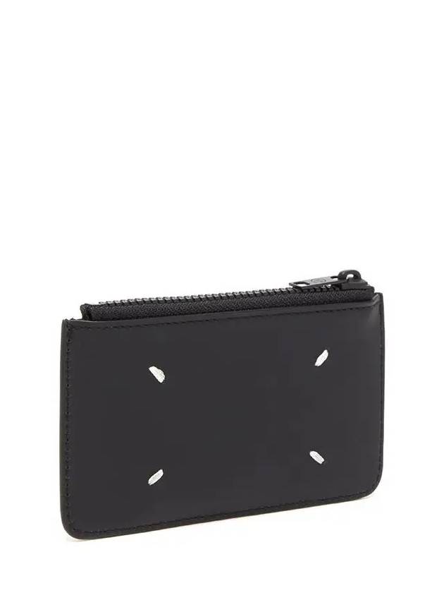 Stitched Two Tone Leather Zipper Card Wallet Black - MAISON MARGIELA - BALAAN 4