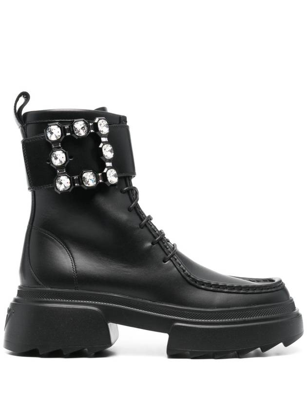 Wallaviv Leg Strap Leather Worker Boots Black - ROGER VIVIER - BALAAN 2