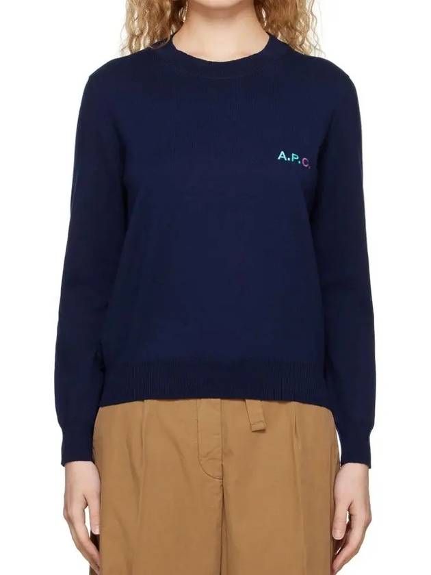 Vera Embroidered Logo Knit Top Dark Navy - A.P.C. - BALAAN 2