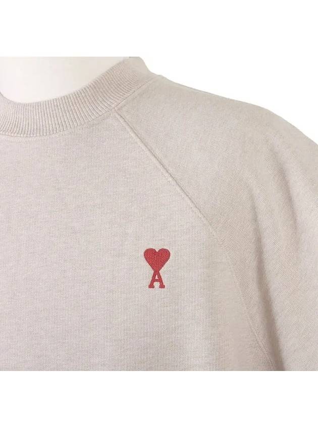 Small Heart Logo Sweatshirt Beige - AMI - BALAAN 4