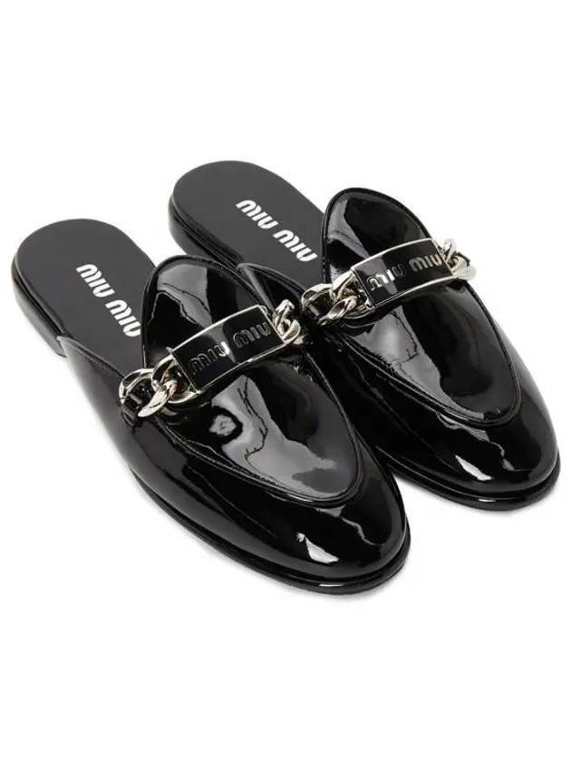 Women's Logo Leather Bloafers Black - MIU MIU - BALAAN 2