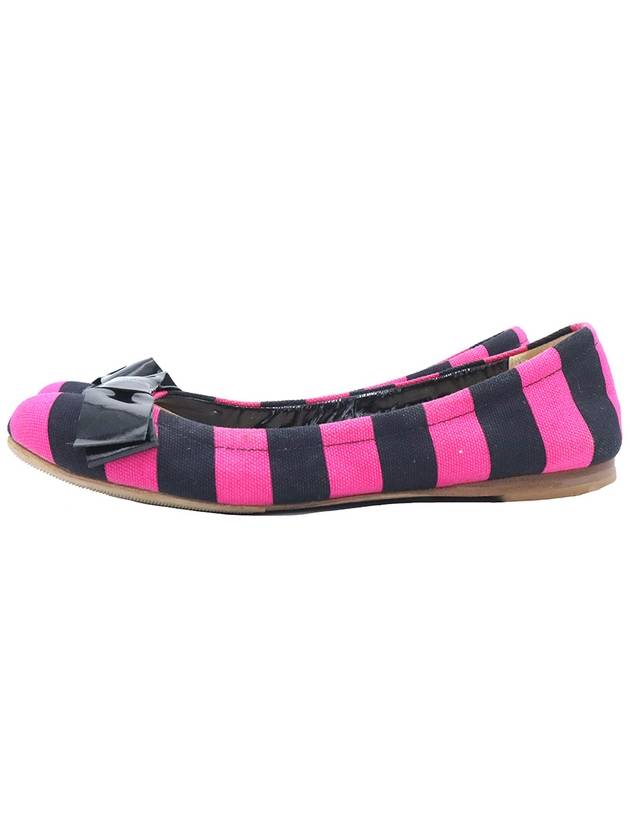 Prada Black Pink Striped Canvas Ribbon Decoration Women Flat Shoes 36 5 - PRADA - BALAAN 2