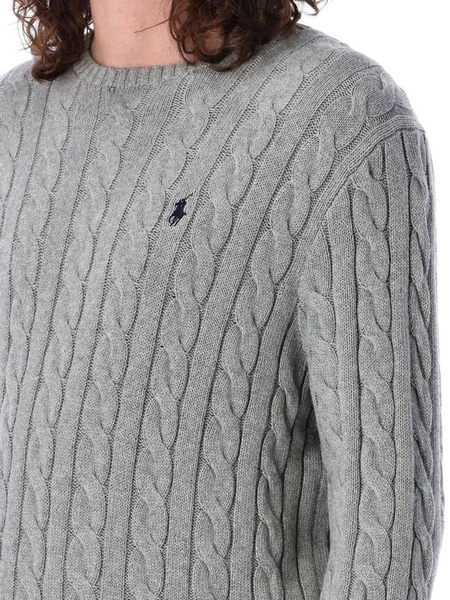 Embroidery Logo Cable Knit Top Grey - POLO RALPH LAUREN - BALAAN 4