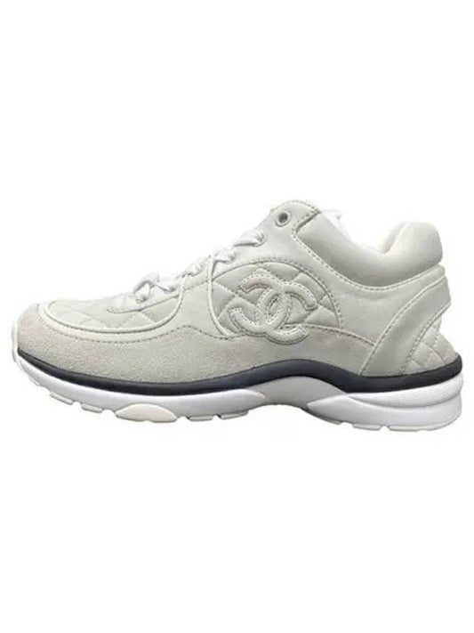 CC logo fabric suede low-top sneakers light Grey - CHANEL - BALAAN 2