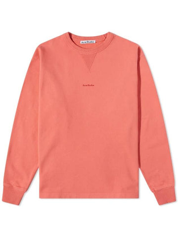 Logo Cropped Neck Oversized Fit Sweatshirt Salmon Pink - ACNE STUDIOS - BALAAN 1