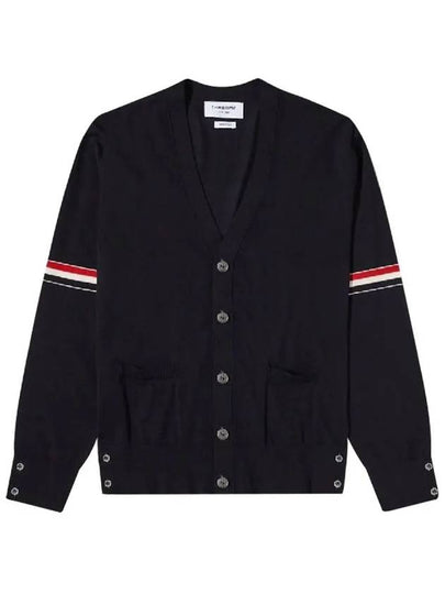 Stripe Armband Merino Wool Cardigan Navy - THOM BROWNE - BALAAN 2