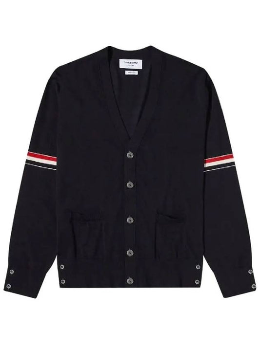 Stripe Armband Merino Wool Cardigan Navy - THOM BROWNE - BALAAN 2