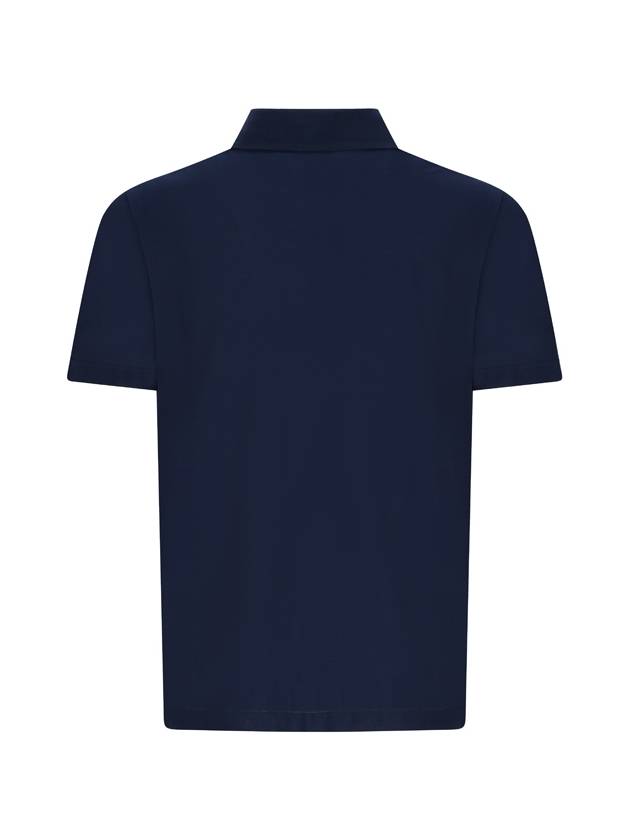 Short Sleeve Cotton Pk Shirt Navy - HERNO - BALAAN 3