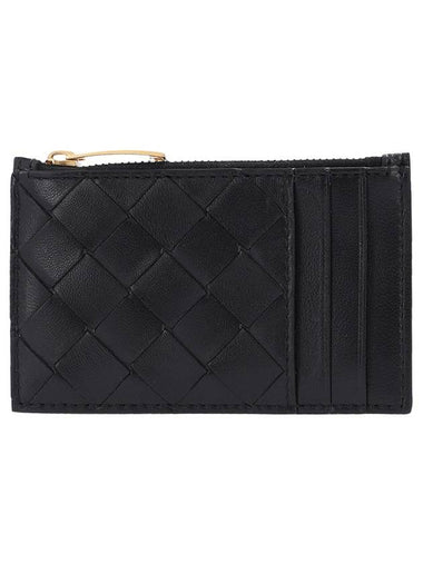 Intrecciato Zipper Card Wallet Black - BOTTEGA VENETA - BALAAN 1