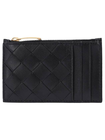 Intrecciato Zipper Card Wallet Black - BOTTEGA VENETA - BALAAN 1