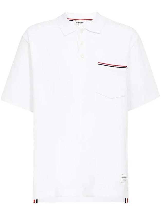 RWB Pocket Interlock Cotton Short Sleeve Polo Shirt White - THOM BROWNE - BALAAN 2