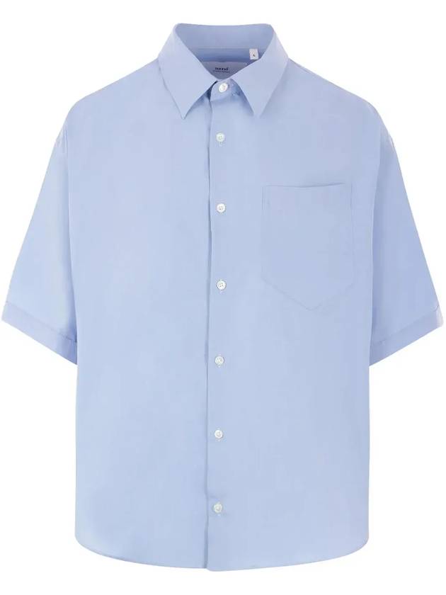 Men's Casual Classic Short Sleeve Shirt Blue Cachemire - AMI - BALAAN 1