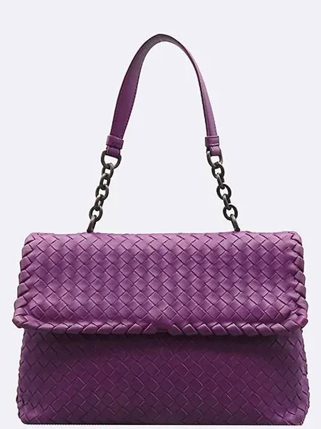 Purple Intrecciato Nappa Large Olympia Flap Tote Bag - BOTTEGA VENETA - BALAAN 1