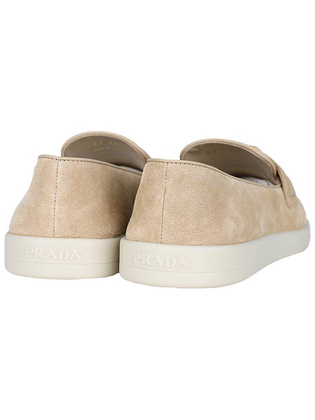 Triangle Logo Suede Leather Loafers Beige - PRADA - BALAAN 6