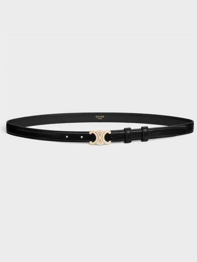 Small Triomphe Taurillon Leather Belt Black - CELINE - BALAAN 2