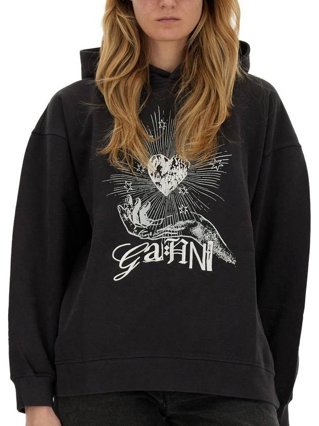 graphic print hooded top phantom - GANNI - BALAAN 5