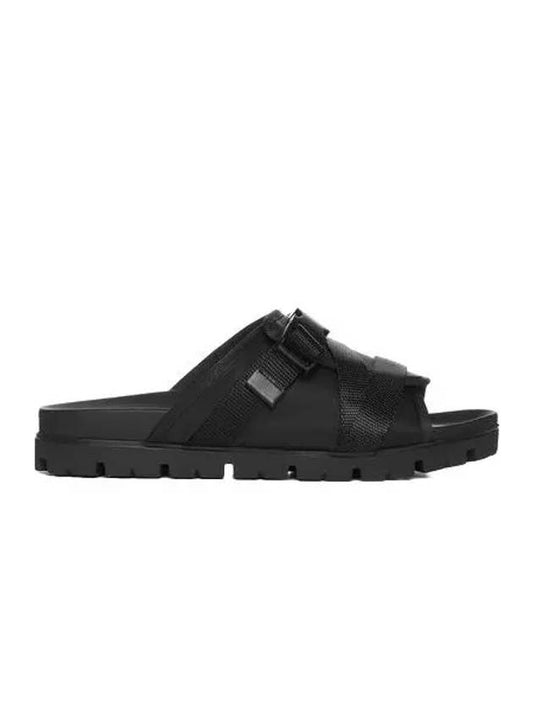 logo buckle strap slippers black - PRADA - BALAAN 2