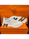 Women's Bouncing Sneakers White Leather H Brown Black Two Tone - HERMES - BALAAN 8