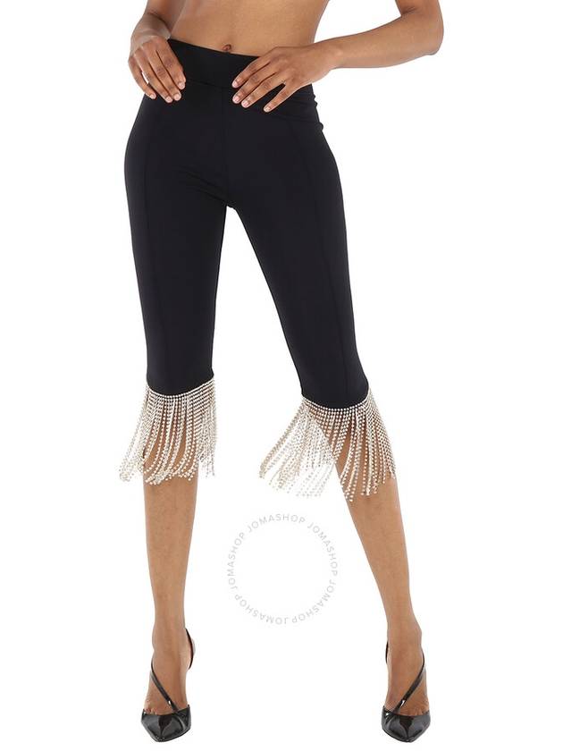 Burberry Ladies Black Charente Crystal Fringed Stretch Jersey Leggings, Size Small - BURBERRY - BALAAN 1