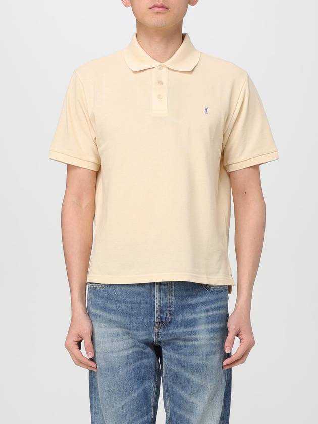 Men's Cassandre Cotton Polo Shirt Beige - SAINT LAURENT - BALAAN 2