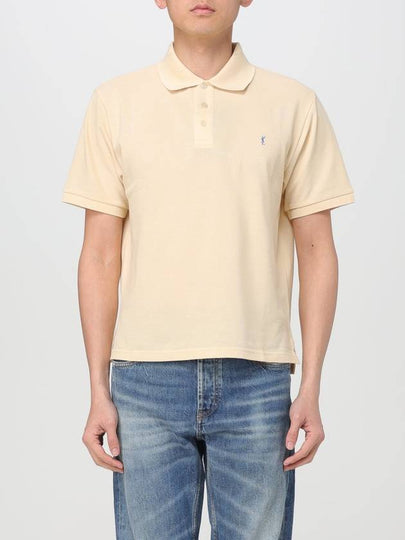 Men's Cassandre Cotton Polo Shirt Beige - SAINT LAURENT - BALAAN 2