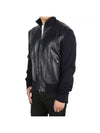 High Neck Leather Front Jacket Navy - TOM FORD - BALAAN 2
