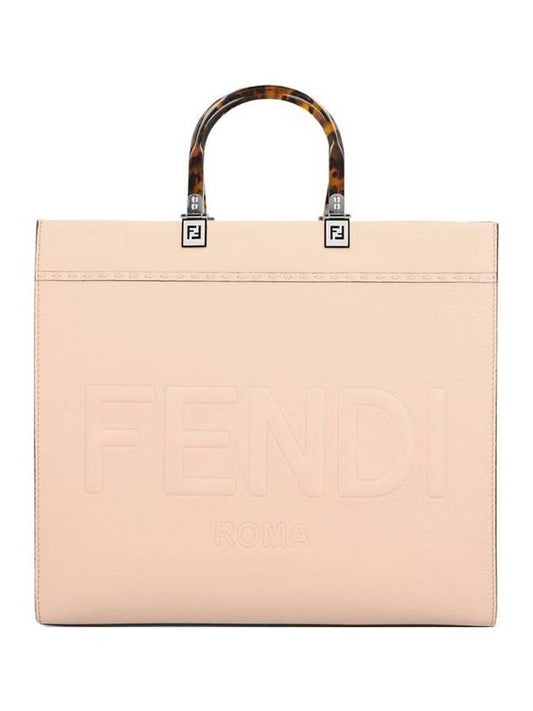 Sunshine Logo Medium Leather Tote Bag Pink - FENDI - BALAAN 1