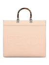 Sunshine Logo Medium Leather Tote Bag Pink - FENDI - BALAAN 1