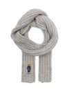 Bear Motif Cable Wool Scarf Grey - POLO RALPH LAUREN - BALAAN 2