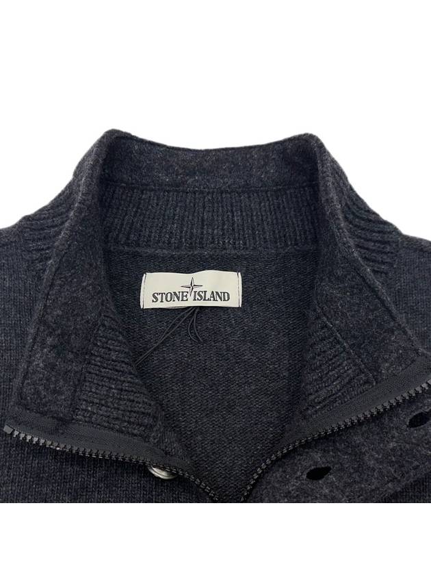 High Neck Half Button Lambswool Knit Top Charcoal - STONE ISLAND - BALAAN 5