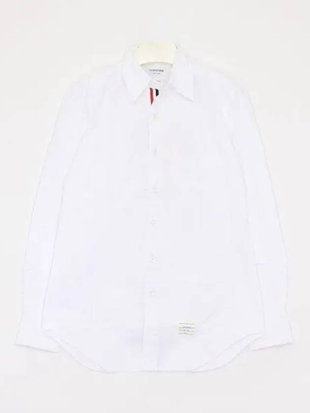 Men's Logo Patch Classic Cotton Long-Sleeve Shirt White - THOM BROWNE - BALAAN 2