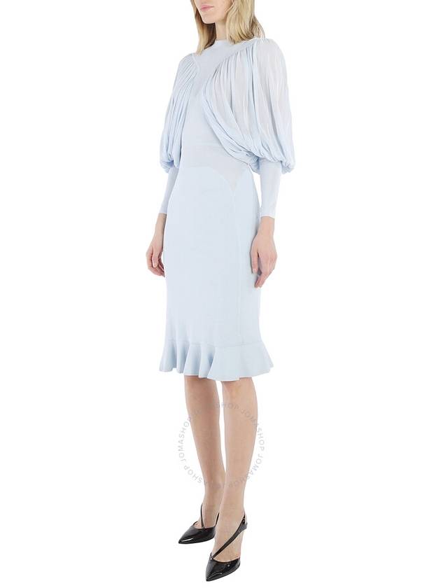 Women's Puff Sleeve Jersey Midi Dress Pale Blue - BURBERRY - BALAAN 4