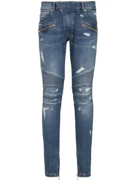 Biker Fated Denim Skinny Jeans Blue - BALMAIN - BALAAN 2