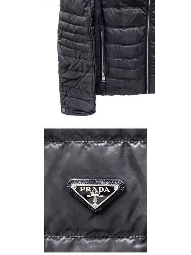 Triangle Logo Down Biker Padded Jacket Black - PRADA - BALAAN 6