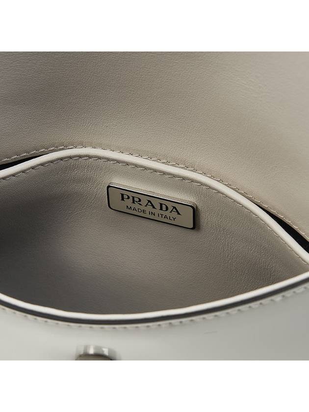 Cleo Brushed Leather Flap Shoulder Bag White - PRADA - 11