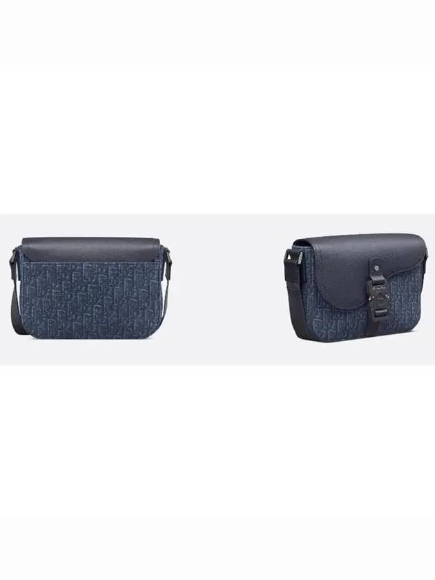 Saddle Small Flap Grained Calfskin Messenger Bag Navy - DIOR - BALAAN 4