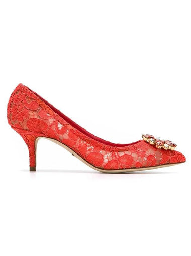 Crystal Lace Pumps Heel Red - DOLCE&GABBANA - BALAAN 1