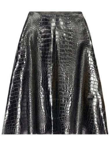 Balenciaga Ladies Black Crocodile-Effect A-Line Skirt, Brand Size 36 (US Size 6) - BALENCIAGA - BALAAN 1